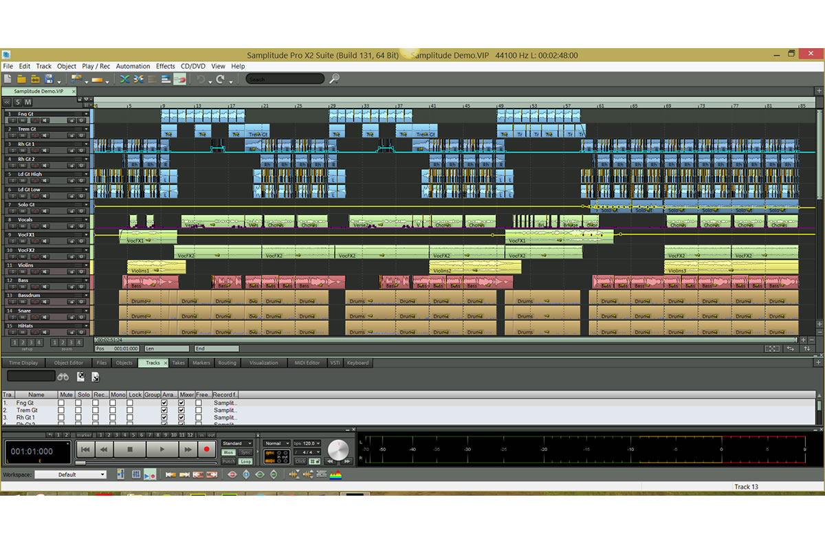 samplitude pro x2 session view